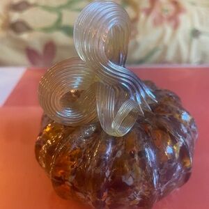 Elegant Hand Blown Glass Pumpkin Sculpture